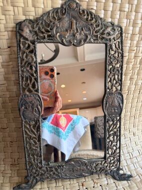 Ornate Antique Frame Copper Wash Art Bronze Decorative Wall Mirror